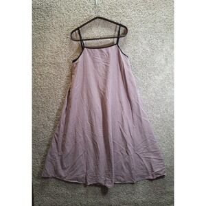 Shy Velvet Linen Dress Women's Medium Pink Square Neck Adjustable Straps‎